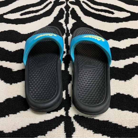 Nike Benassi Sport Slide Sandal Blue/Yellow Size 9 - Picture 5 of 8